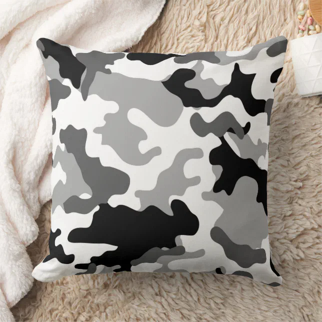 Cool Grey Camo Throw Pillow (Blanket)