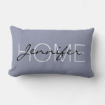 Cool Grey Color Home Monogram Lumbar Pillow at Zazzle