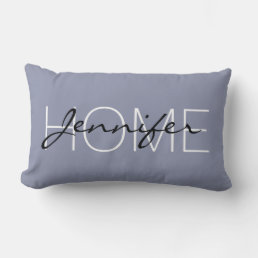 Cool grey color home monogram lumbar pillow