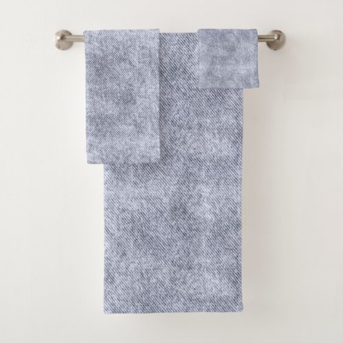 Cool Grey Denim Pattern Bath Towel Set
