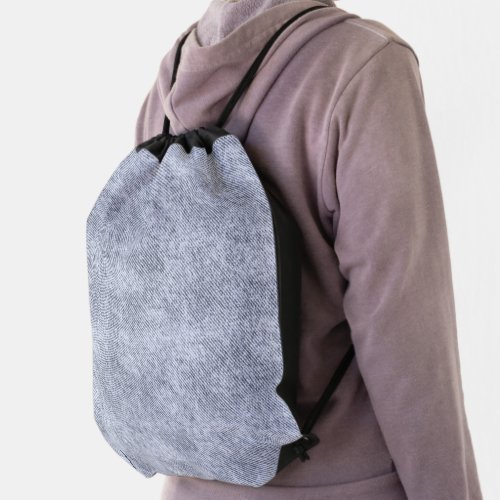 Cool Grey Denim Pattern Drawstring Bag