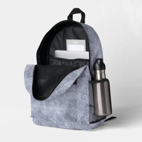 Cool Grey Denim Pattern Printed Backpack