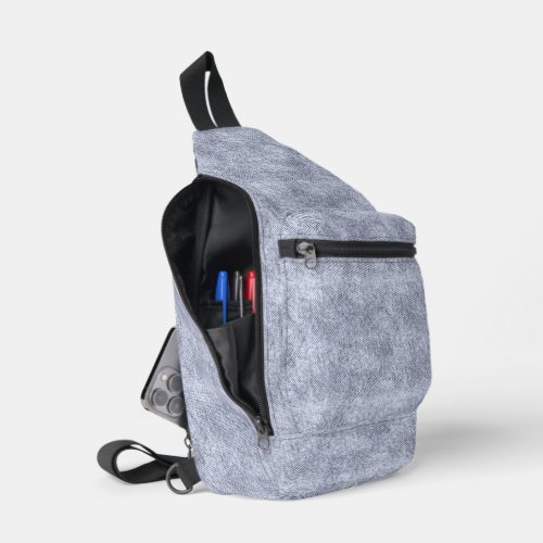 Cool Grey Denim Pattern Sling Bag