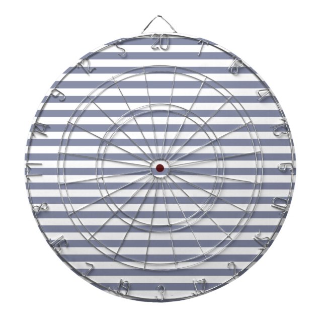 Cool Grey Horizontal Stripes; Striped Dartboard With Darts (Front)