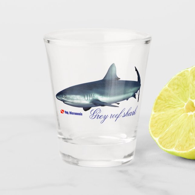 Cool Grey reef shark Shot Glass (Front)