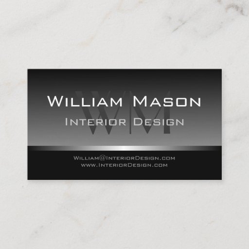 Customizable Grey &amp; Silver Stripe Professional Business Card