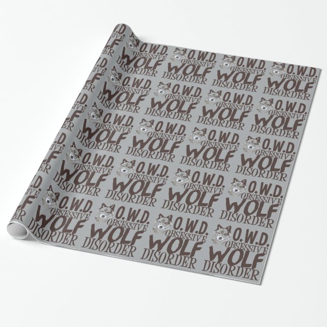 Cool Grey Wolf Wrapping Paper (Unrolled)
