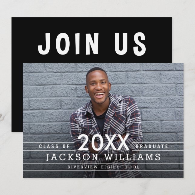 Cool Grids Graduation Announcement Invitation (Front/Back)