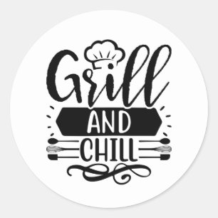 Cool Grill chill word art Classic Round Sticker