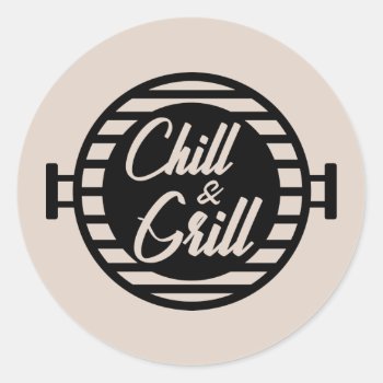 Cool Grill Chill Word Art  Classic Round Sticker by DoodlesGifts at Zazzle