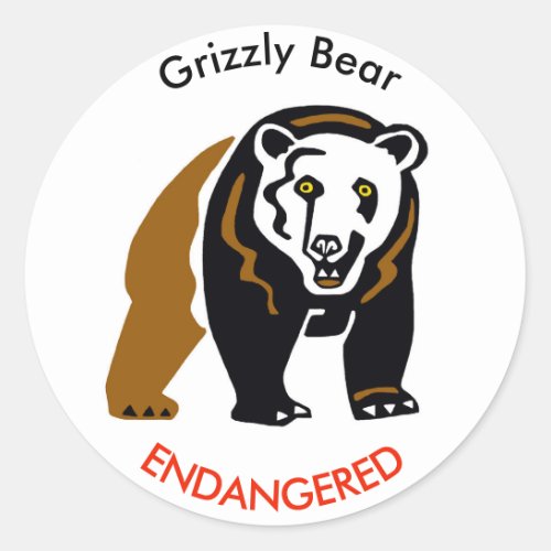  Cool Grizzly BEAR _ Conservation _ Wildlife _ Classic Round Sticker
