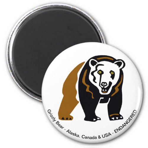 Cool  Grizzly bear _ Endangered animal _ Wildlife  Magnet