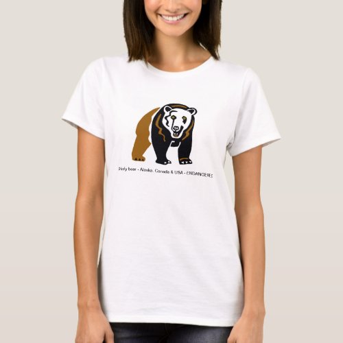  Cool Grizzly bear _ Endangered animal _ Wildlife  T_Shirt