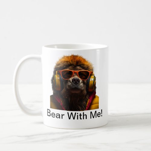 Cool  Grizzly Bear wearing headphones Coffee Mug