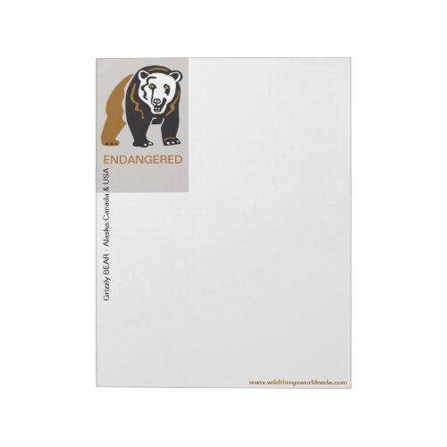 Cool GRIZZLY bear _Wildlife _ Nature _ Notepad