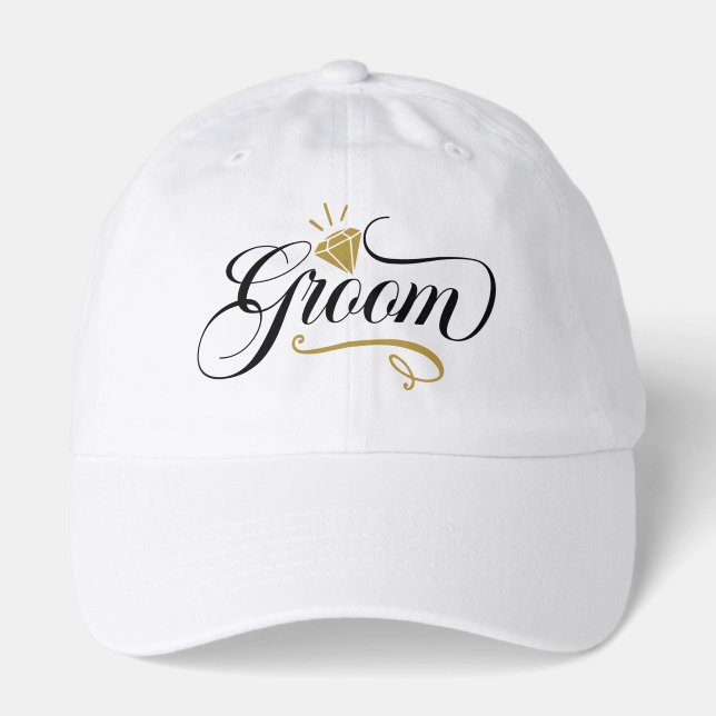 Cool Groom Wedding word art party Hat (Front)
