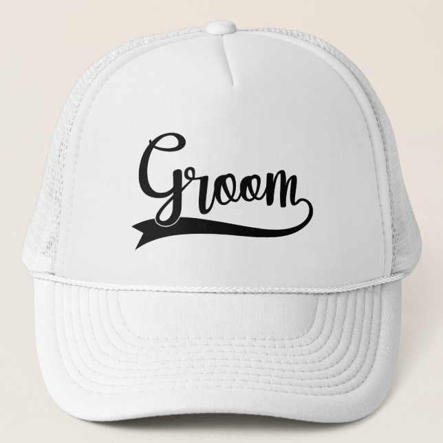 Cool Groom word art Wedding party  Trucker Hat (Front)