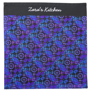 Cool Groovy Boho Stylish Retro Blue Purple Hippie Cloth Napkin