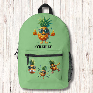 Cool Groovy Pineapple Modern Monogram Printed Backpack