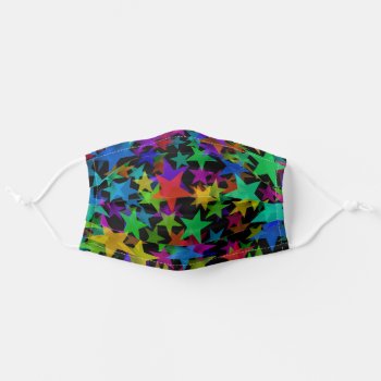 Cool Groovy Rainbow Stars Adult Cloth Face Mask by ZionMade at Zazzle