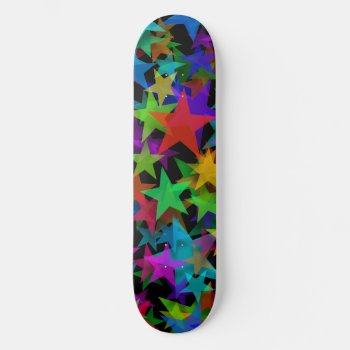 Cool Groovy Rainbow Stars Skateboard by ZionMade at Zazzle