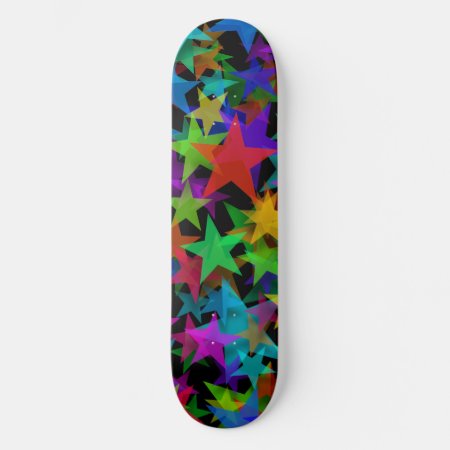 Cool Groovy Rainbow Stars Skateboard