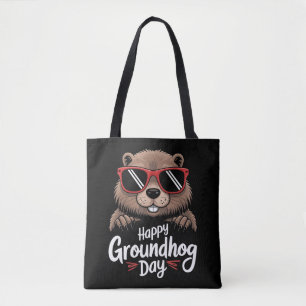Cool Groundhog Day Groundhog   Funny February Tote Bag