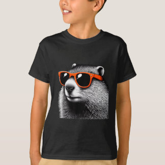 Cool Groundhog Wearing Sungles Graphic Art _3 T-Shirt