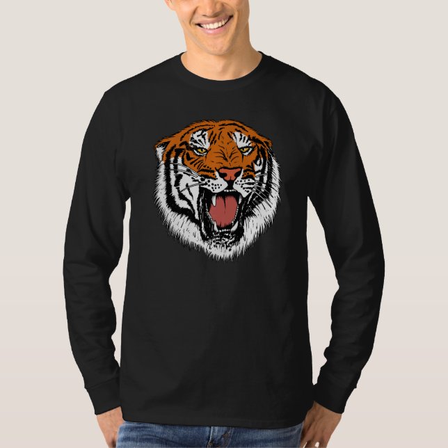 Cool Growling Mouth Bengal Tiger Outfit For Men Wo T-Shirt (Front)