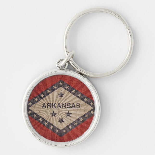 Cool Grunge Arkansas Flag Keychain (Front)