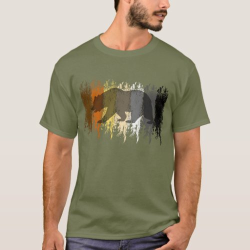 Cool Grunge Bear Shadow Gay Bear Pride T_Shirt