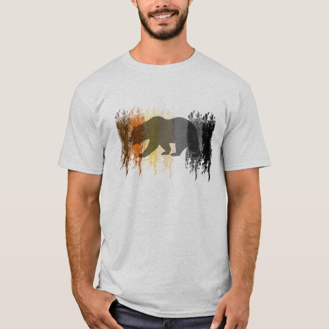 Cool Grunge Bear Shadow Gay Bear Pride T-Shirt (Front)