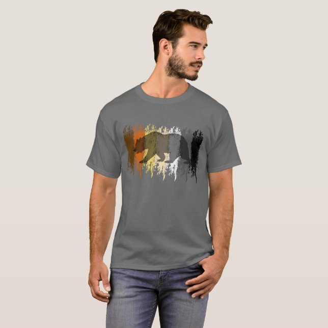 Cool Grunge Bear Shadow Gay Bears Pride T-Shirt (Front Full)