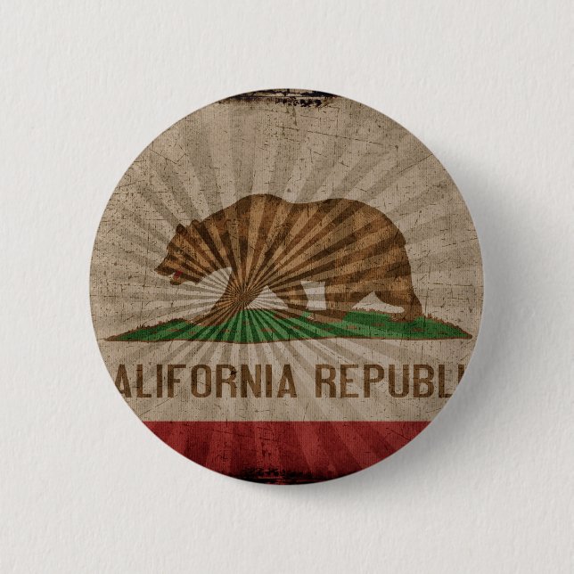 Cool Grunge California Flag Button (Front)