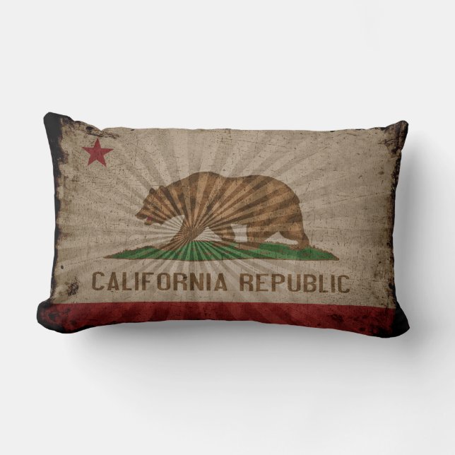 Cool Grunge California Flag Lumbar Pillow (Front)