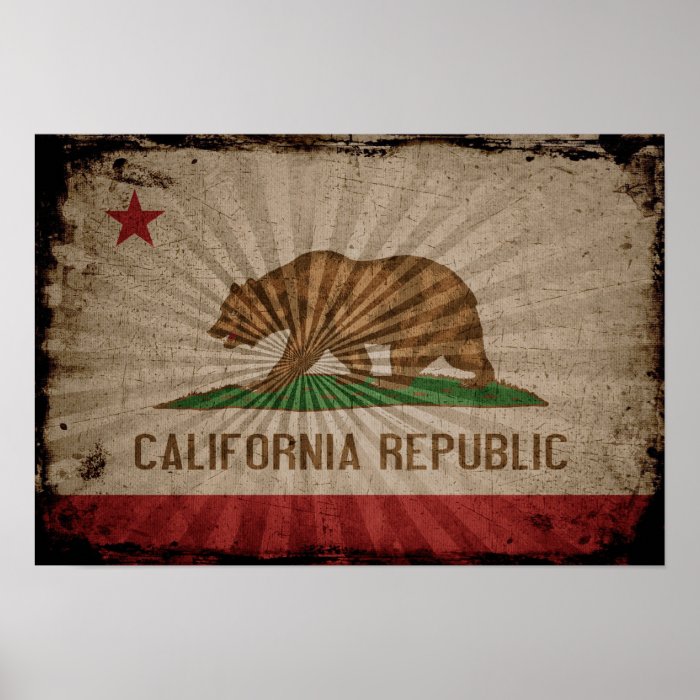 Cool Grunge California Flag Posters