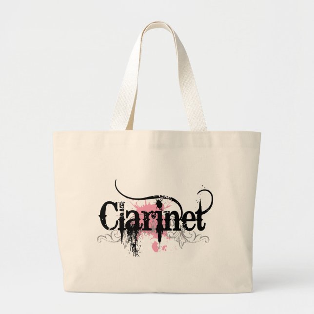 Cool Grunge Clarinet Gift Large Tote Bag (Front)