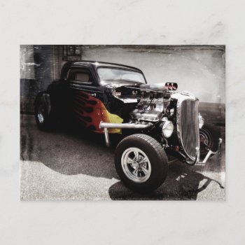 Cool Grunge Flames Hot Rod Postcard by CountryCorner at Zazzle
