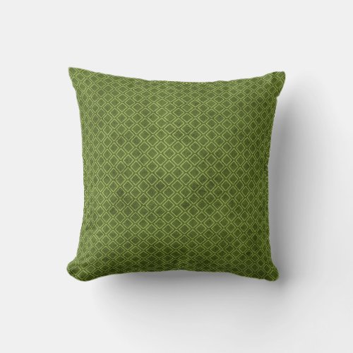 Cool Grunge Green Geometric Diamond Argyle Pattern Throw Pillow