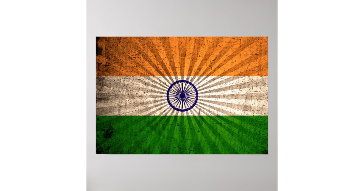 Cool Grunge Indian Flag Poster | Zazzle