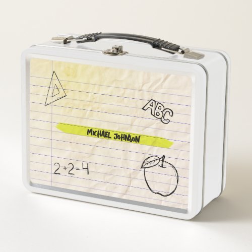 Cool Grunge Line Paper Personalized School Metal Lunch Box