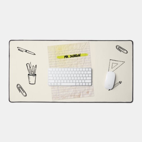 Cool Grunge Line Paper Personalized School Teacher Desk Mat