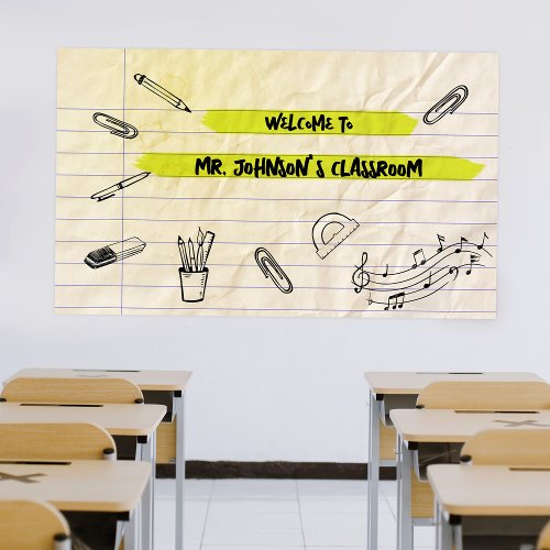 Cool Grunge Line Paper School Teacher Welcome Banner