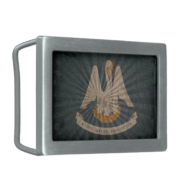 Cool Grunge Louisiana Flag Belt Buckle (Front Left)