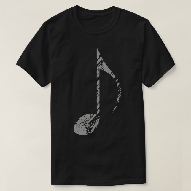 Cool Grunge Music Note Gray T-Shirt (Design Front)