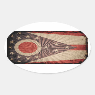 Cool Grunge Ohio Flag Oval Sticker