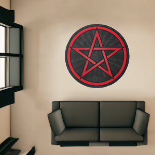 Cool Grunge Pentacle Symbol Black and Red Rug