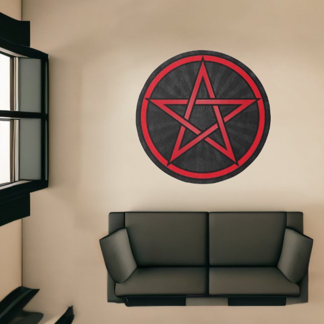Cool Grunge Pentacle Symbol Black and Red  Rug (Insitu (Indoor 1))