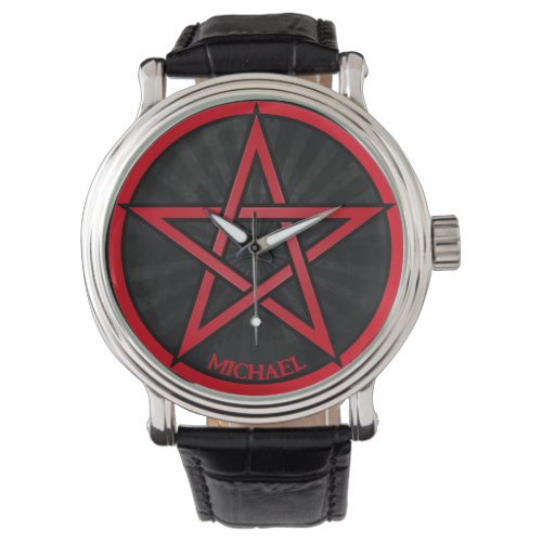 Cool Grunge Pentacle Symbol Personalized Unisex Watch