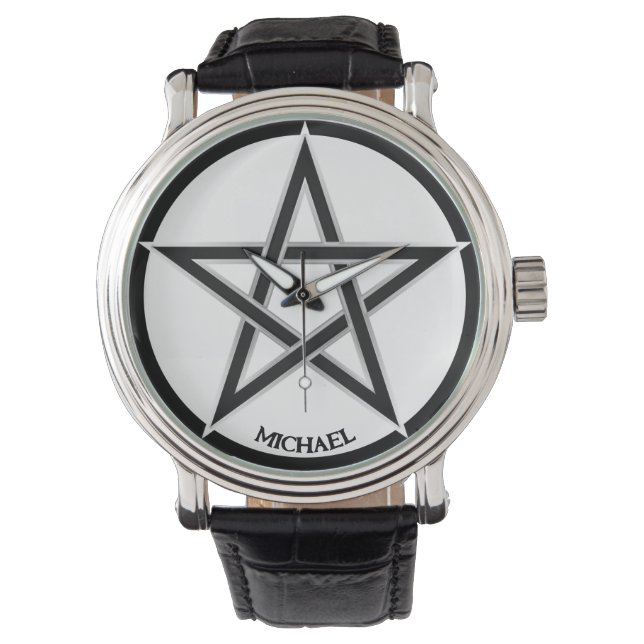 Cool Grunge Pentacle Symbol Personalized Unisex Watch (Front)